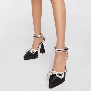 Elegant Black Heels with Silver Accents